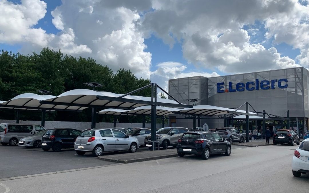 Abri drive et ombrière de parking : Leclerc Rosendaël, Dunkerque