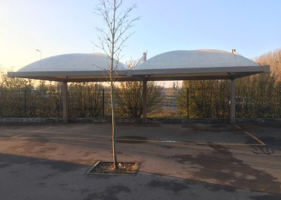 Texabri a conçu et fabriqué le Préau de l'école des Violettes au Thillay