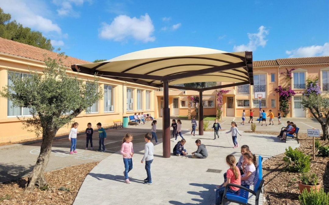 Conception d’un préau pour la cour Oasis de l’école Marie Mauron